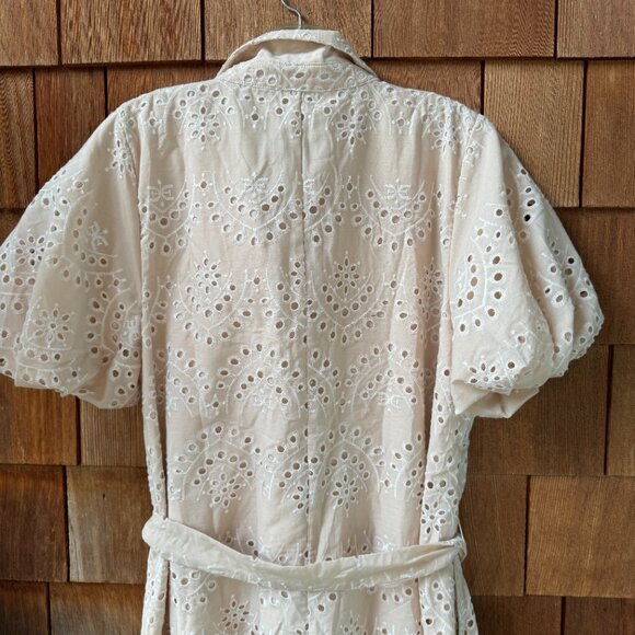 NWT Sam Edelman Short Sleeve Tan Eyelet Button Front Shirtdress in Women's 16 - Picture 12 of 16